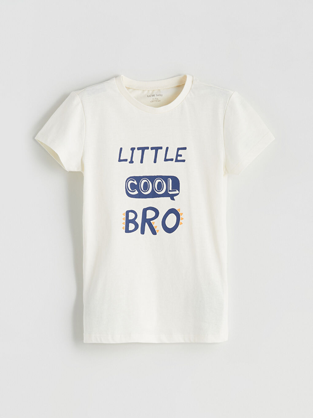 Ekru Bisiklet Yaka Baskılı Erkek Bebek Tişört