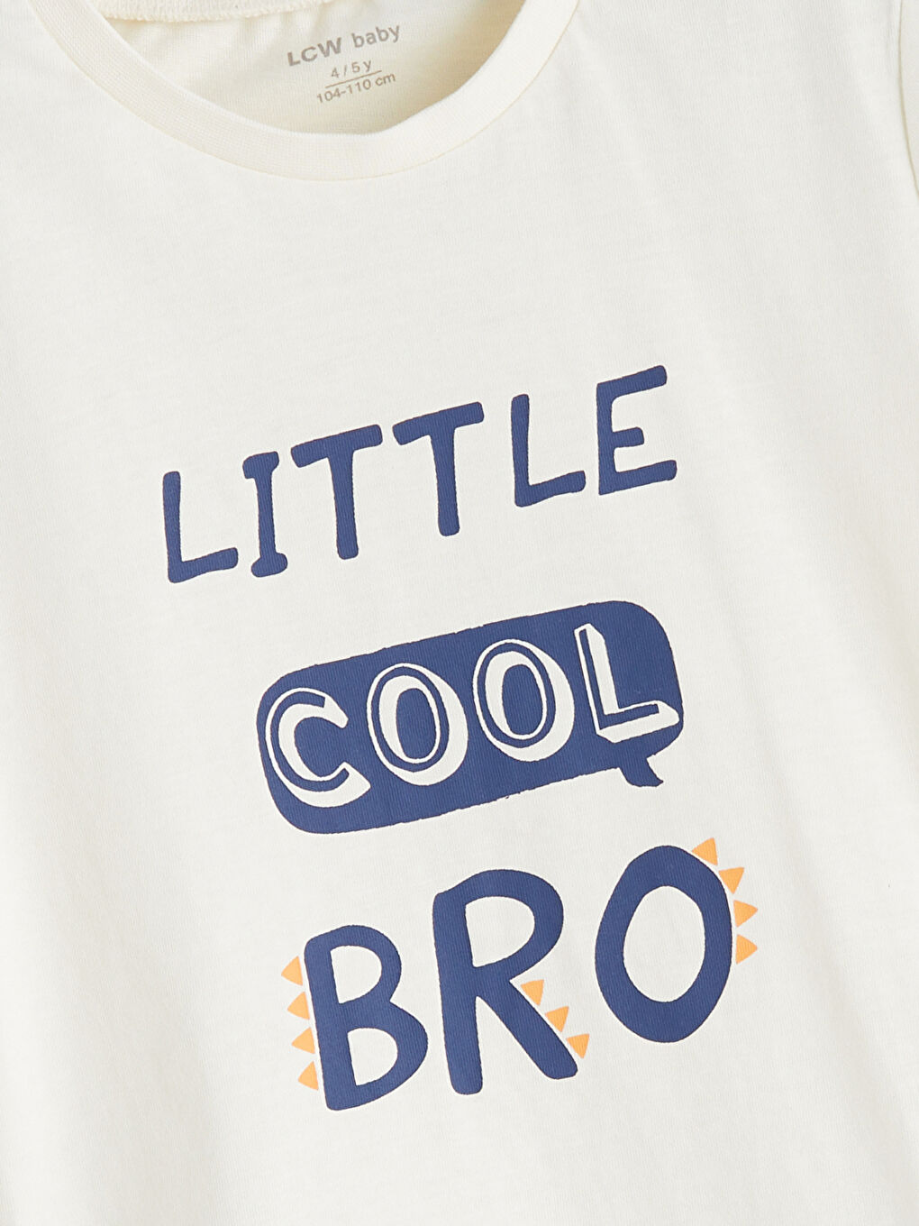 Ekru Bisiklet Yaka Baskılı Erkek Bebek Tişört-1