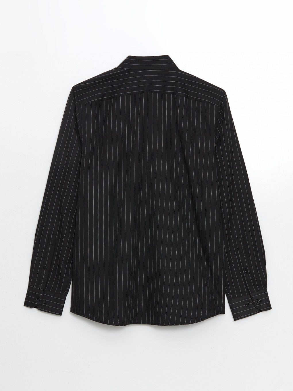 Slim Fit Long Sleeve Striped Twill Men's Shirt-5