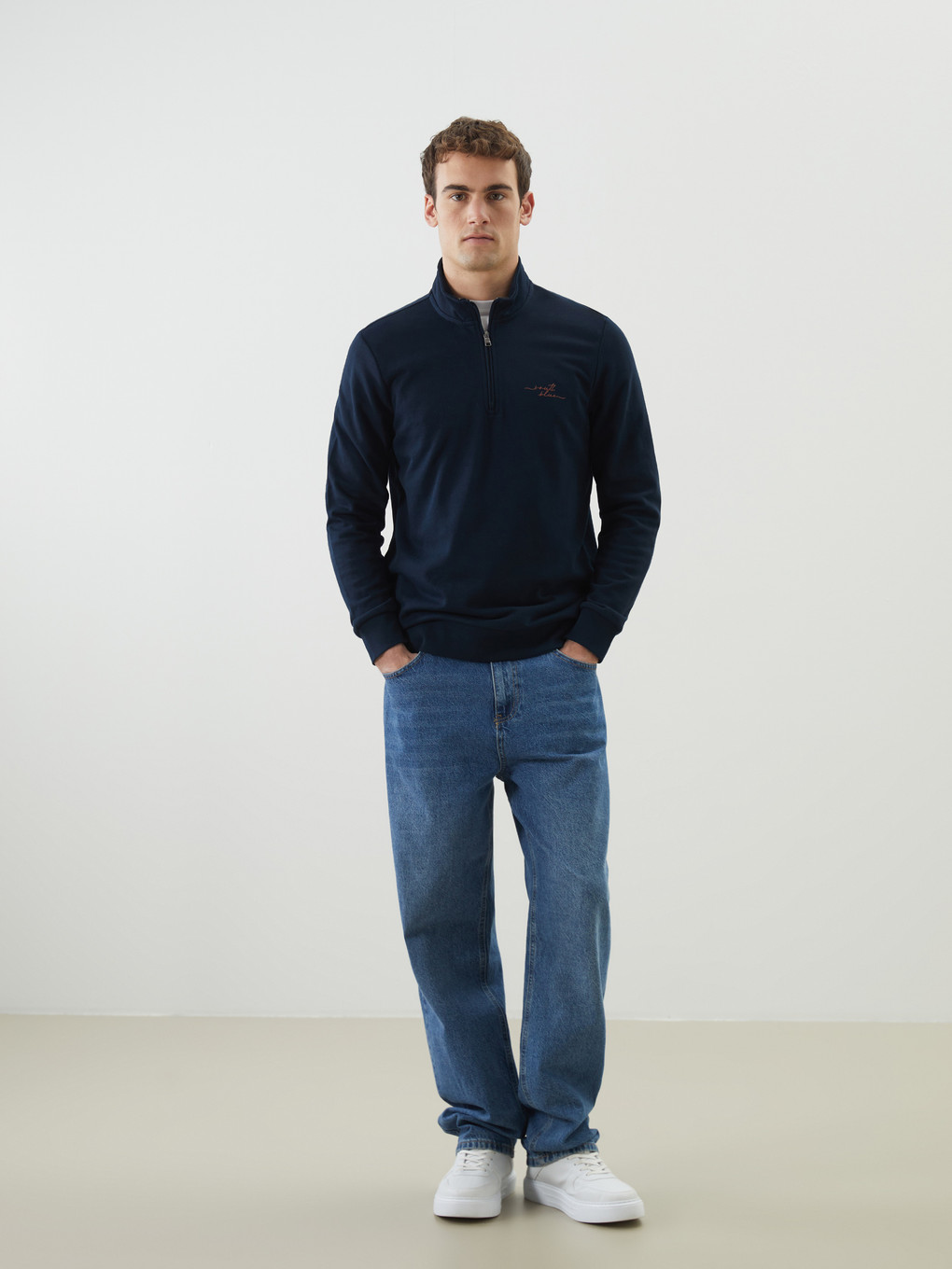 Funnel Neck Long Sleeve Printed Men's Thick Sweatshirt-1