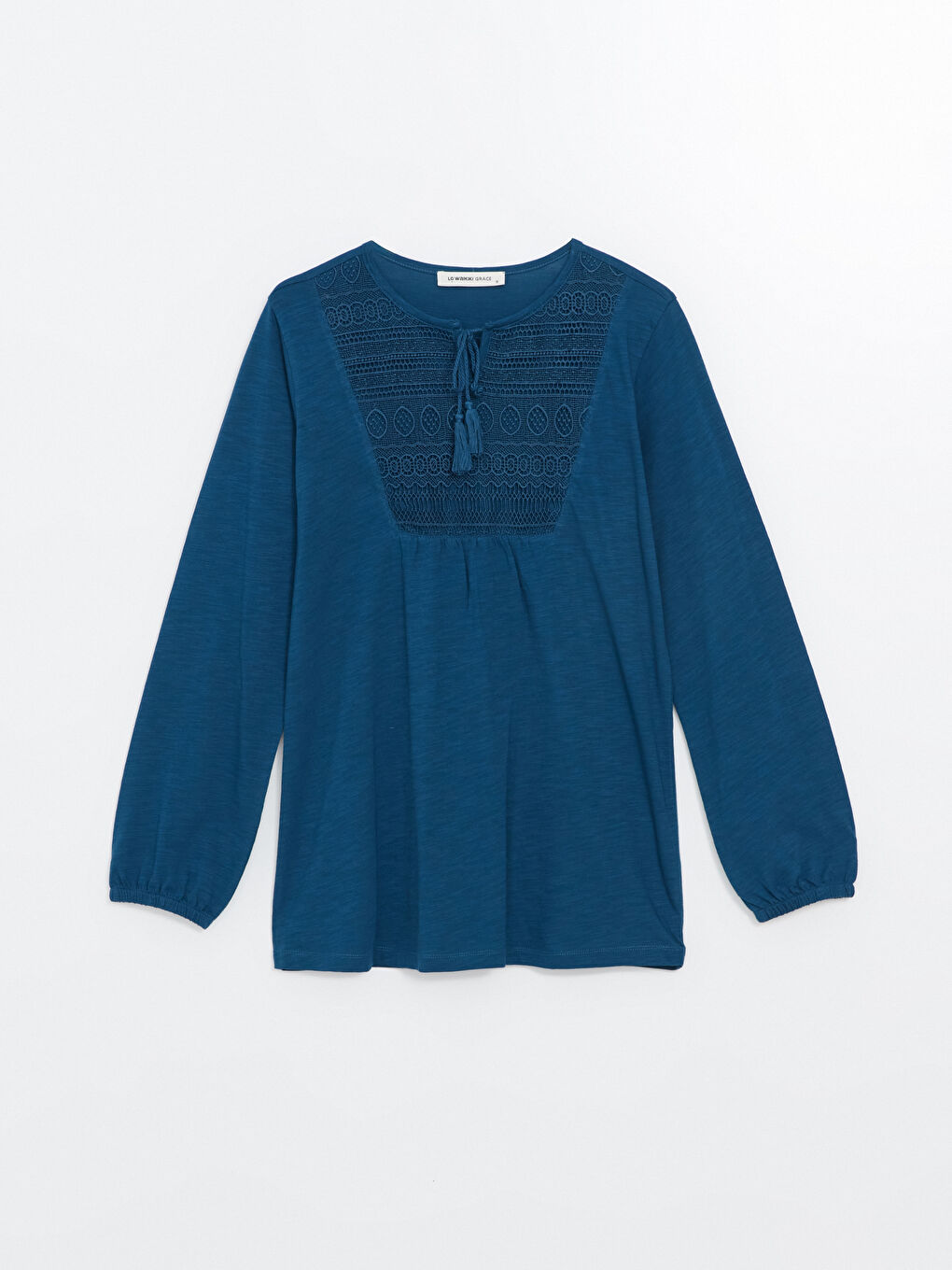 LCW Grace Tie Neck Embroidered Women's Blouse -W4ED05Z8-HHW