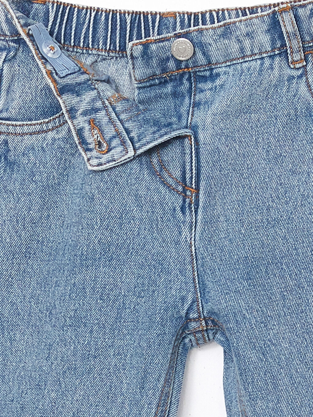 Mavi Beli Lastikli Basic Kız Çocuk Jean Pantolon-2