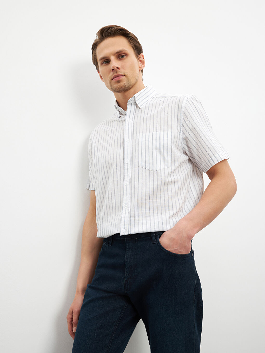 LCWAIKIKI Classic Regular Fit Striped Men's Shirt -S4M204Z8-LEN