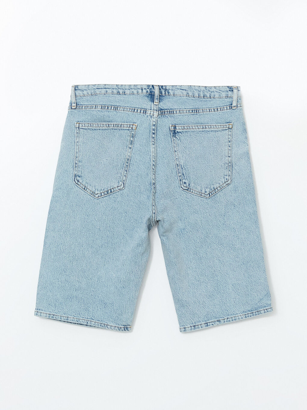 İndigo Standart Kalıp Erkek Jean Şort-5