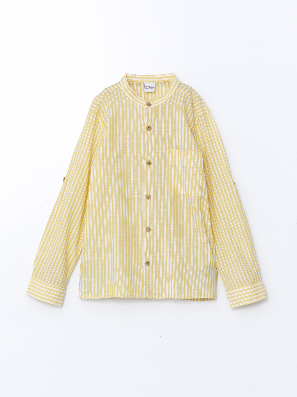 Grandad Collar Striped Boys' Shirt-2