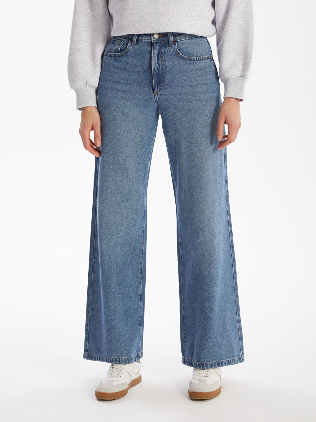 Jean Jambe Large pour Femmes-1