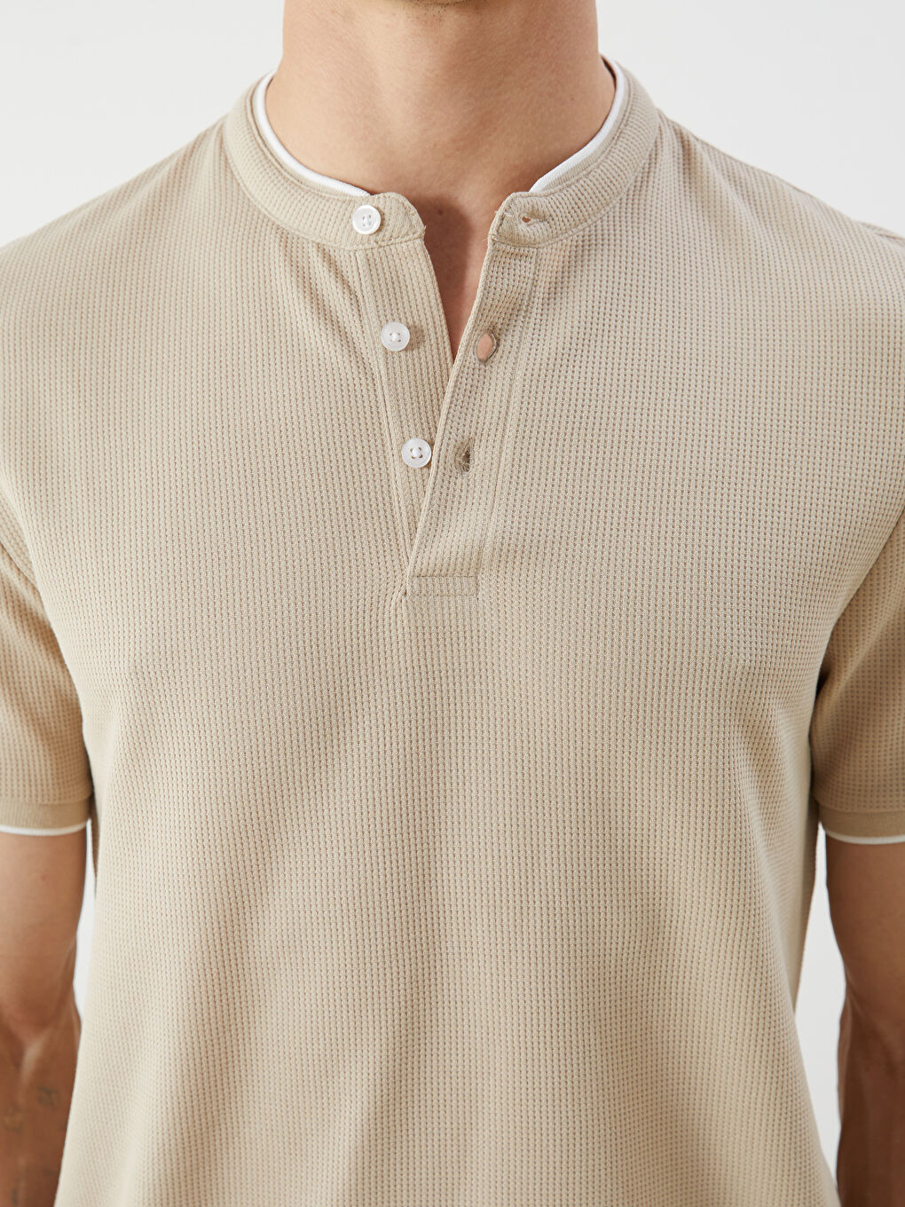 Grandad Collar Short Sleeve Men's T-Shirt-4