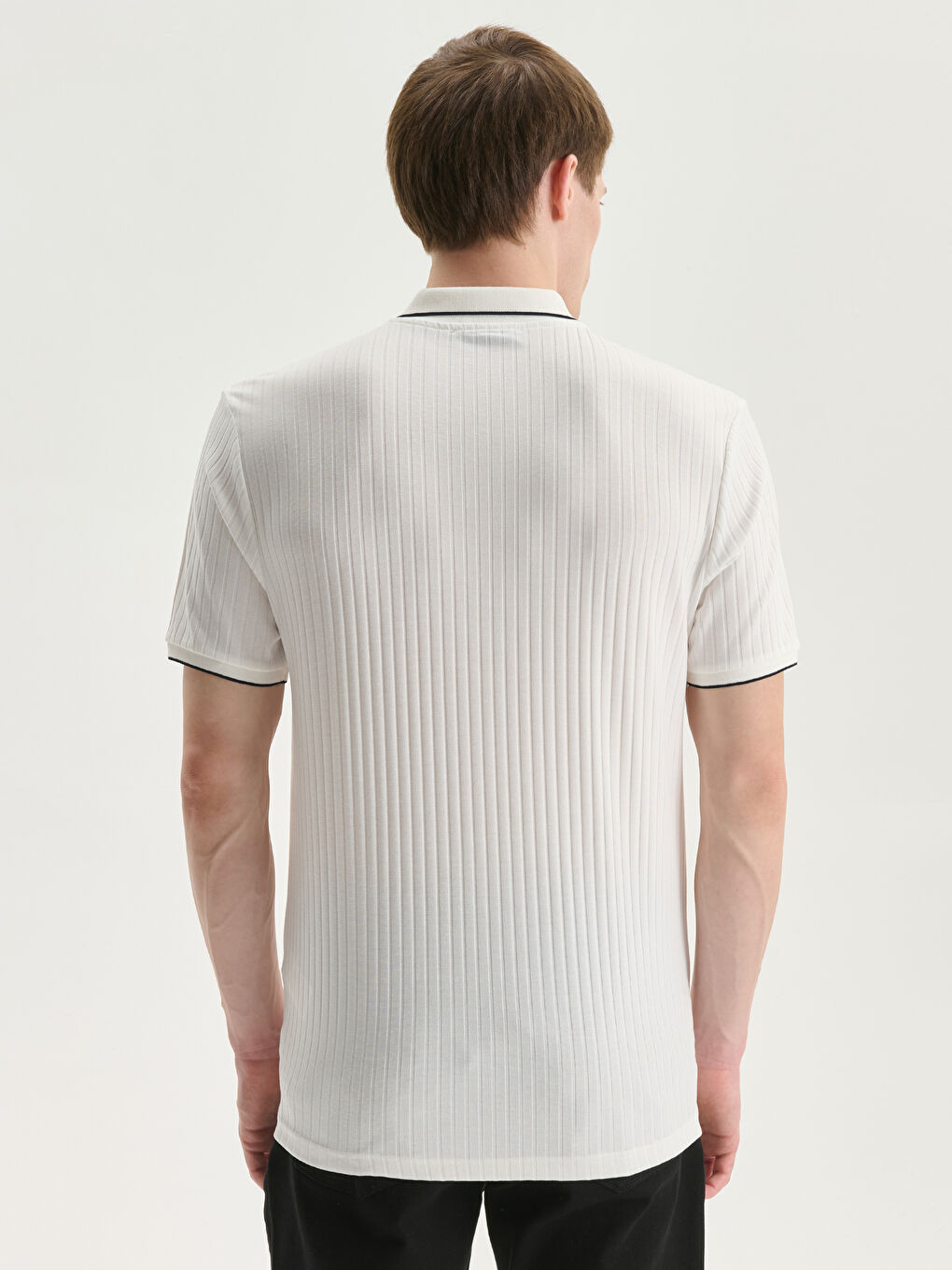 Polo Neck Men's Textured T-Shirt-3