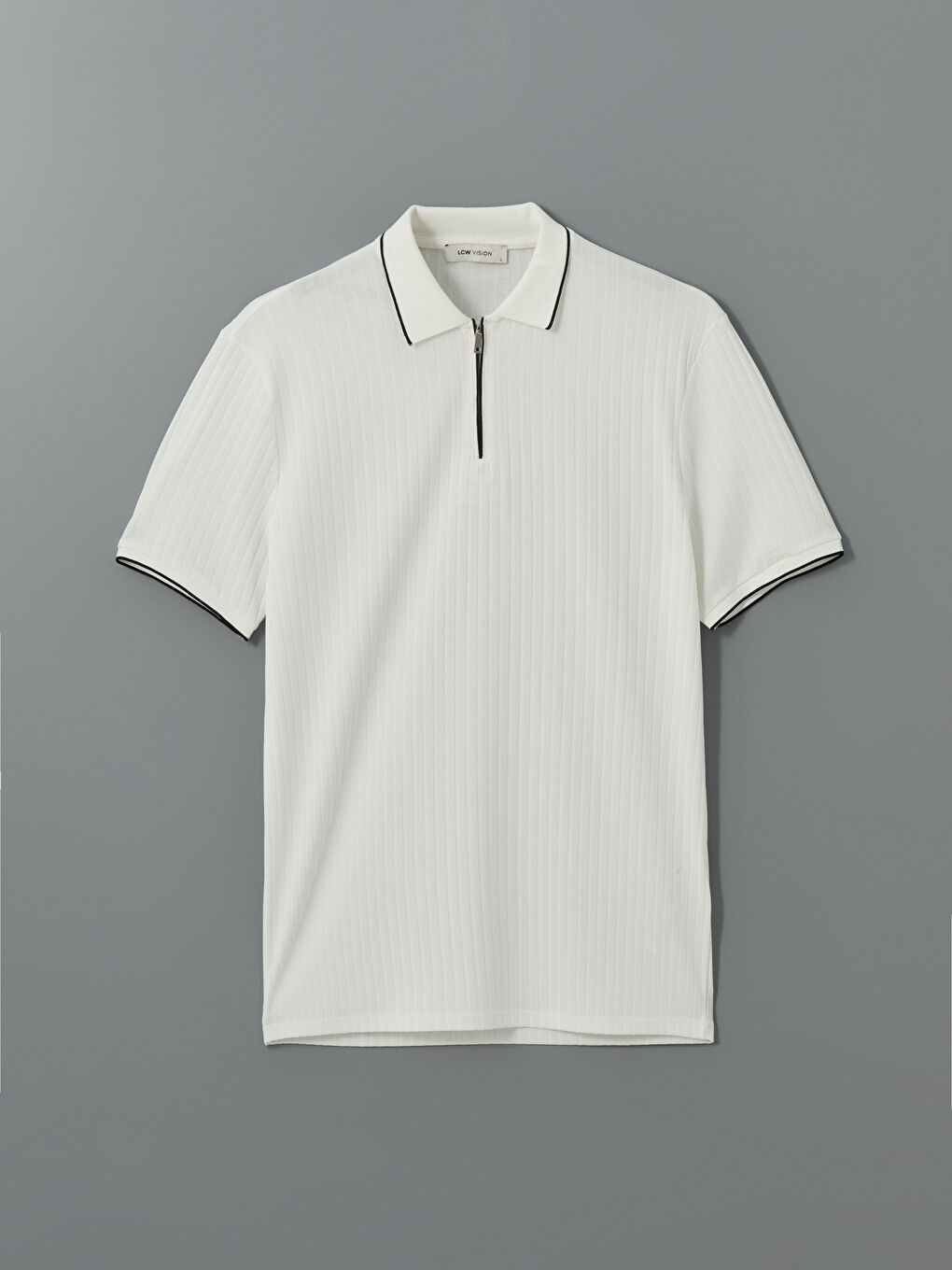 Polo Neck Men's Textured T-Shirt-4