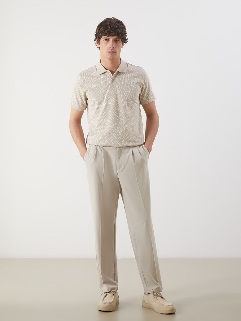 Футболка Мужская Поло Воротник Короткий Рукав Узорчатая Пике-1