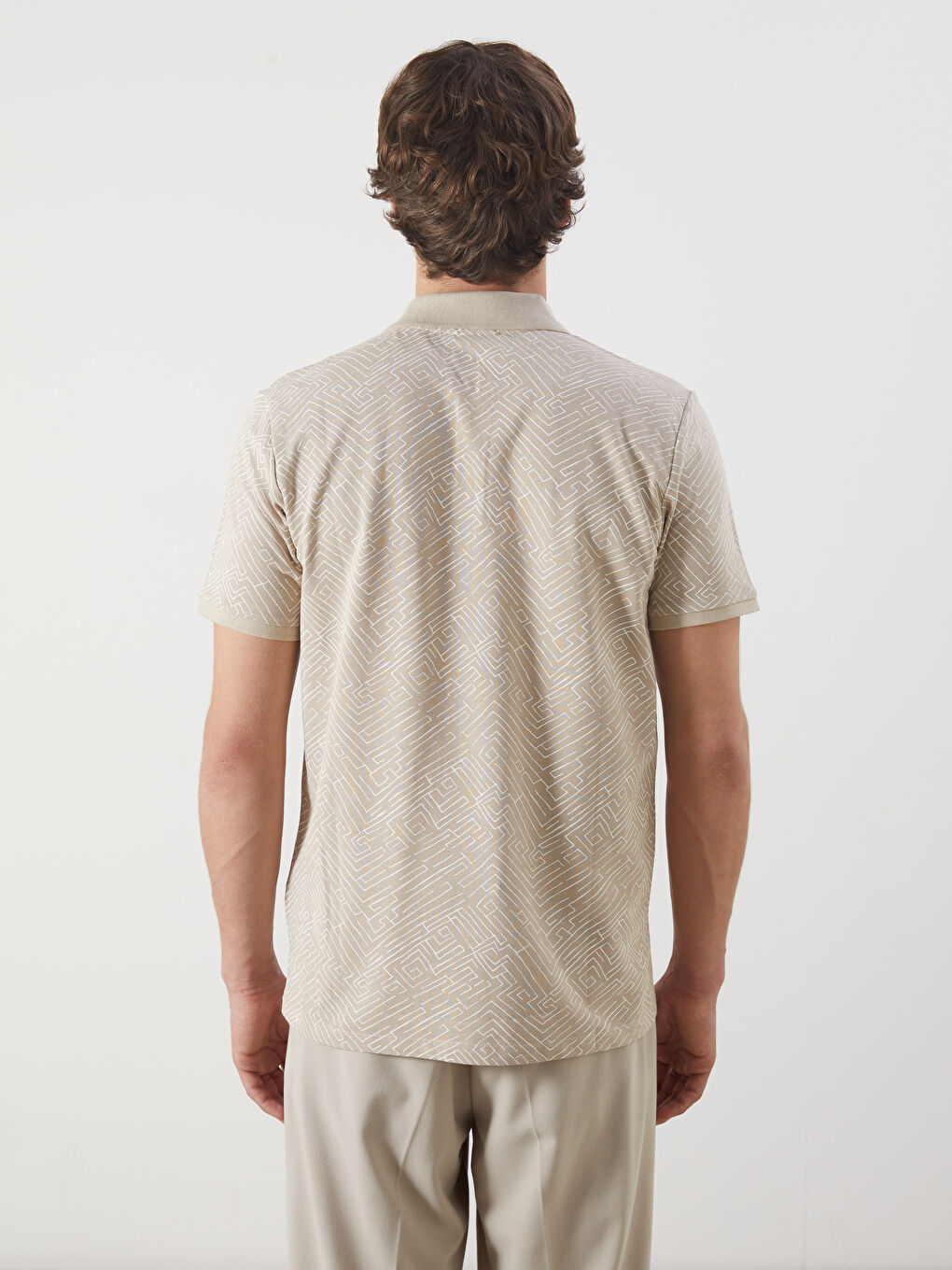 Футболка Мужская Поло Воротник Короткий Рукав Узорчатая Пике-3