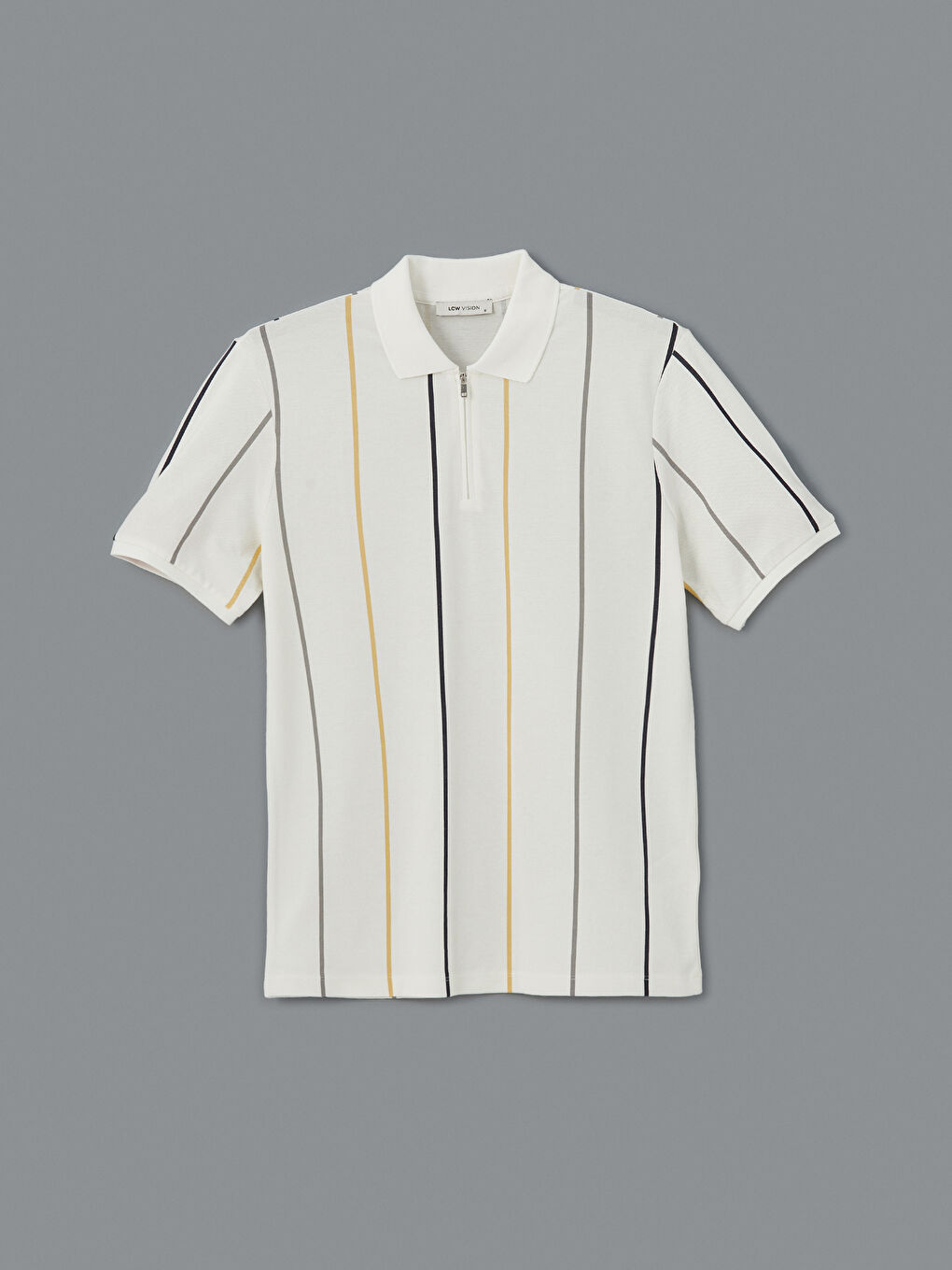 Polo Neck Short Sleeve Striped Pique Men's T-Shirt -S4MG68Z8-R9J