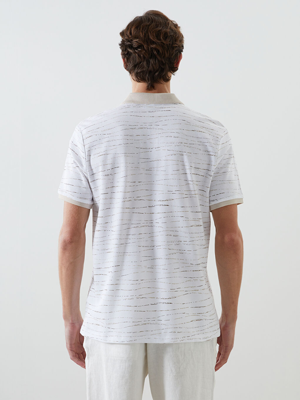 Tricou pentru Bărbați Imprimat cu Guler Înalt-3