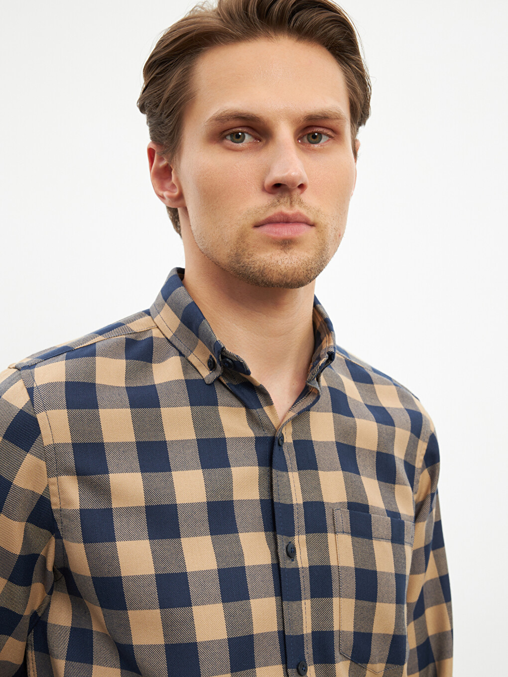 Regular Fit Long Sleeve Plaid Men's Shirt-2