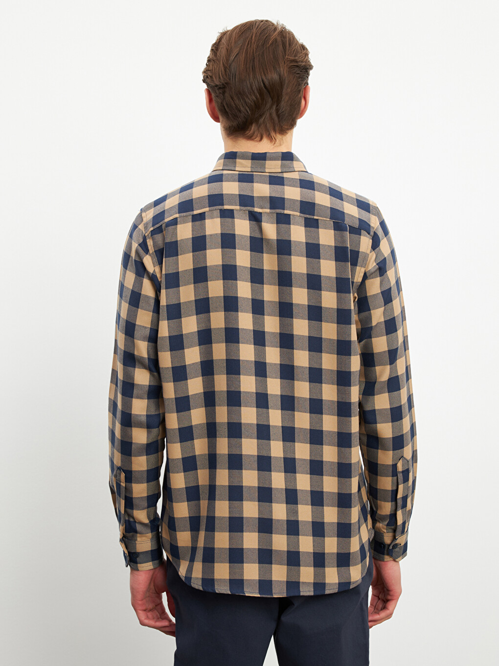 Regular Fit Long Sleeve Plaid Men's Shirt-3