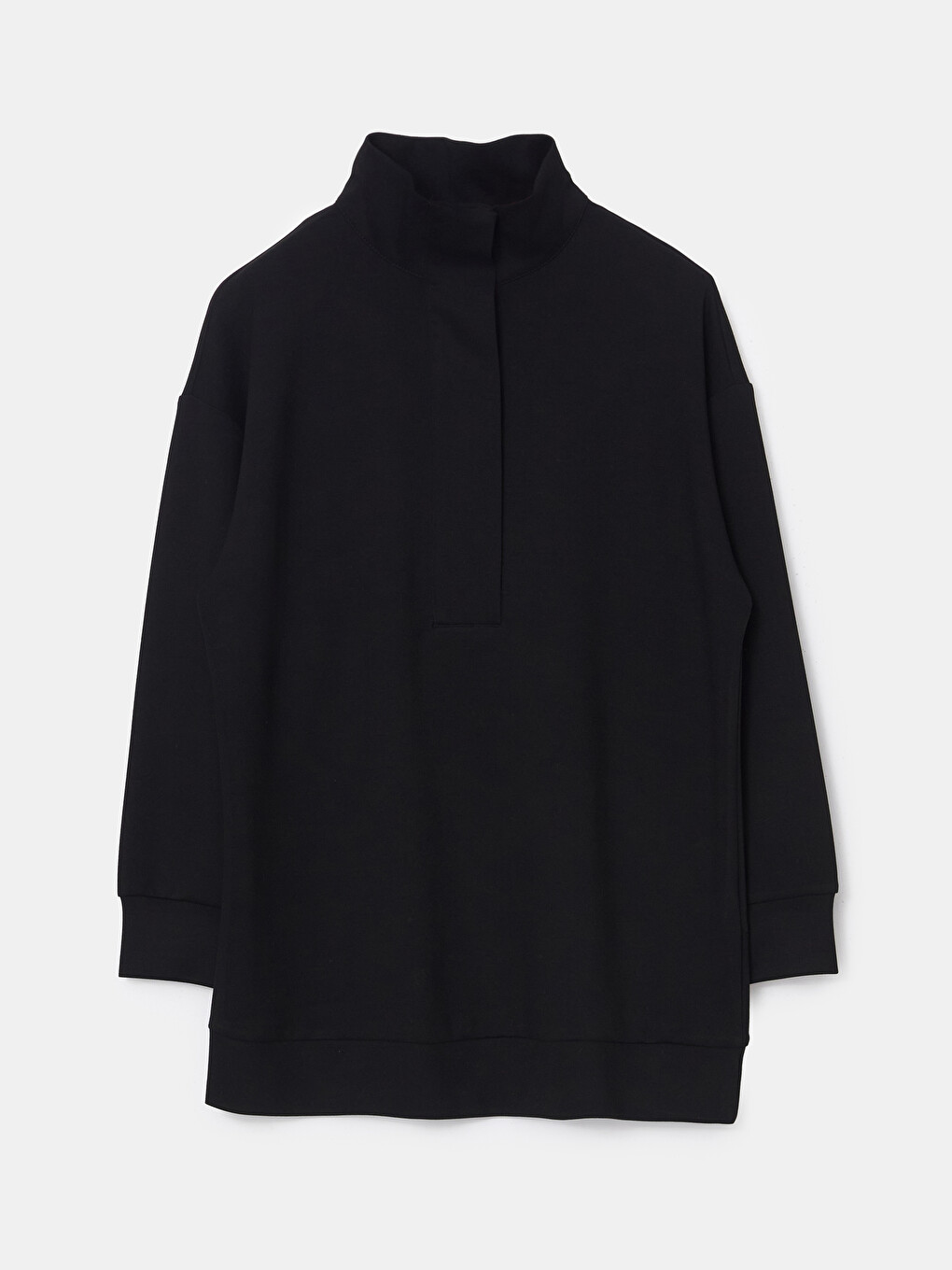 Siyah Dik Yaka Oversize Kadın Sweatshirt Tunik-8