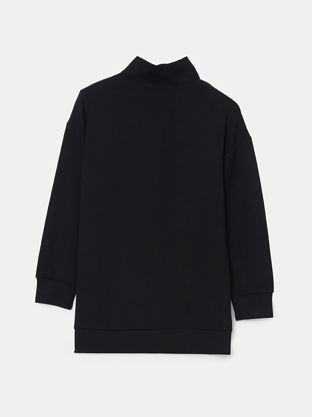 Siyah Dik Yaka Oversize Kadın Sweatshirt Tunik-9
