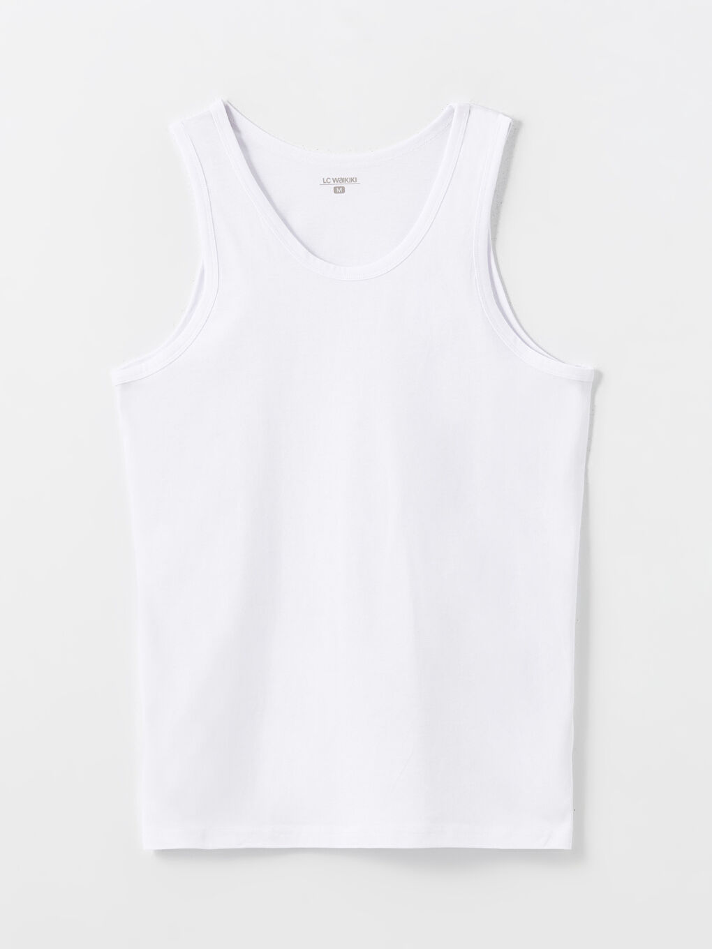 Beyaz U Yaka Penye Erkek Atlet