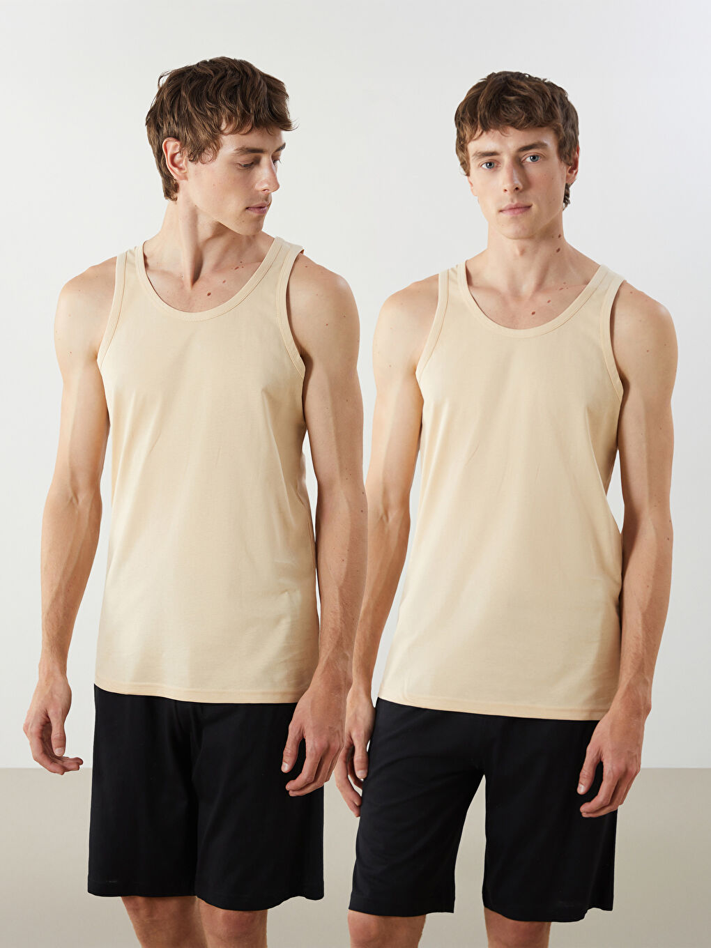 Bej U Yaka Penye Erkek Atlet 2'li