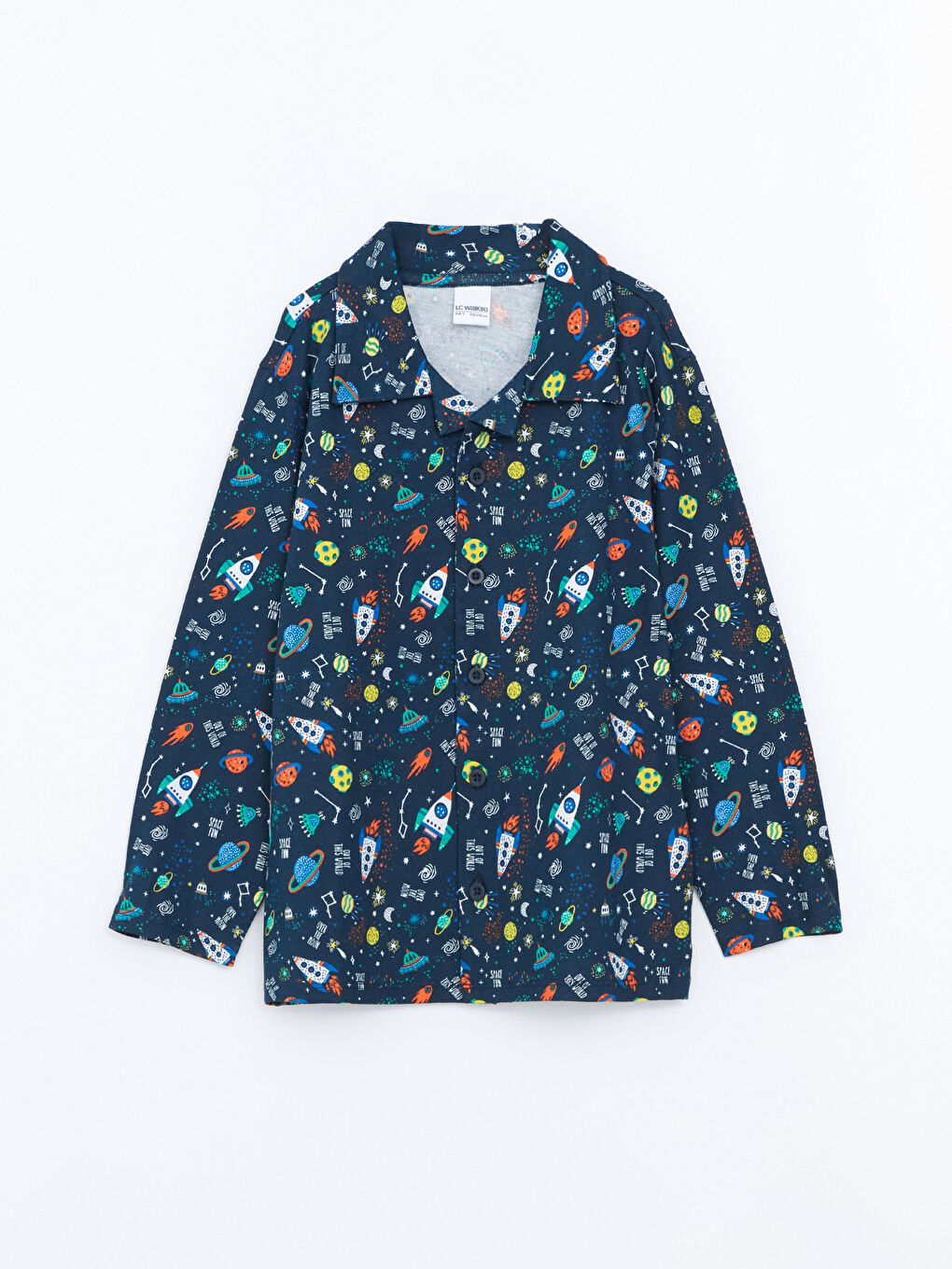 LCW Kids Lacivert Gömlek Yaka Erkek Çocuk Pijama Üst