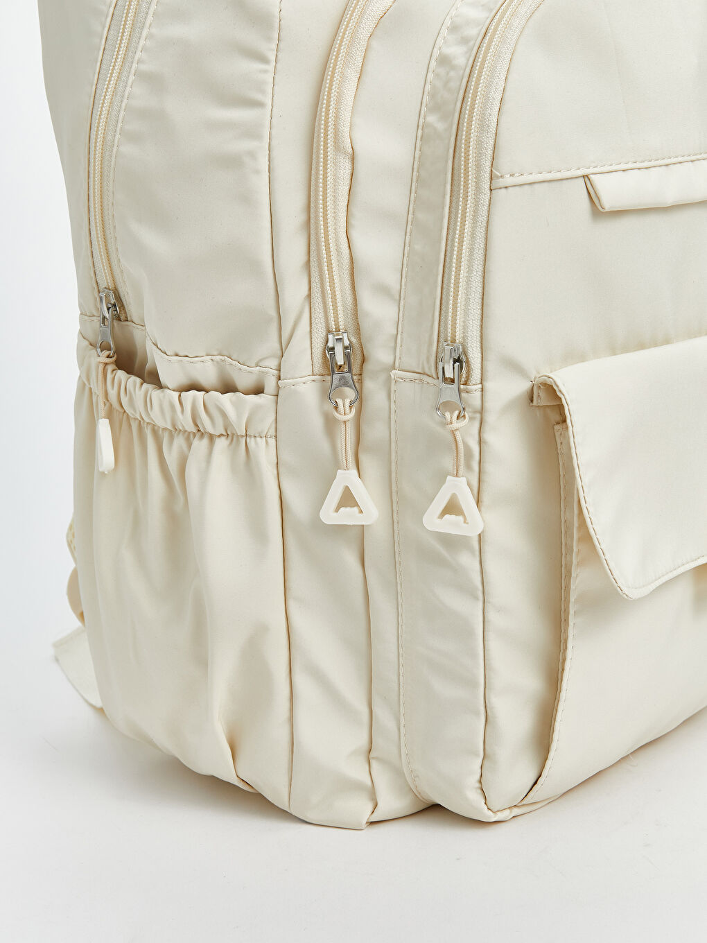 Ekru Çok Bölmeli Kadın Sırt Çantası-2