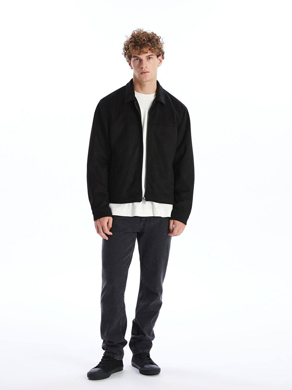 Standard Fit Collared Neck Suede Men's Coat -S50150Z8-CVL