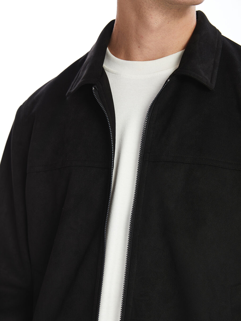 Standard Fit Collared Neck Suede Men's Coat -S50150Z8-CVL