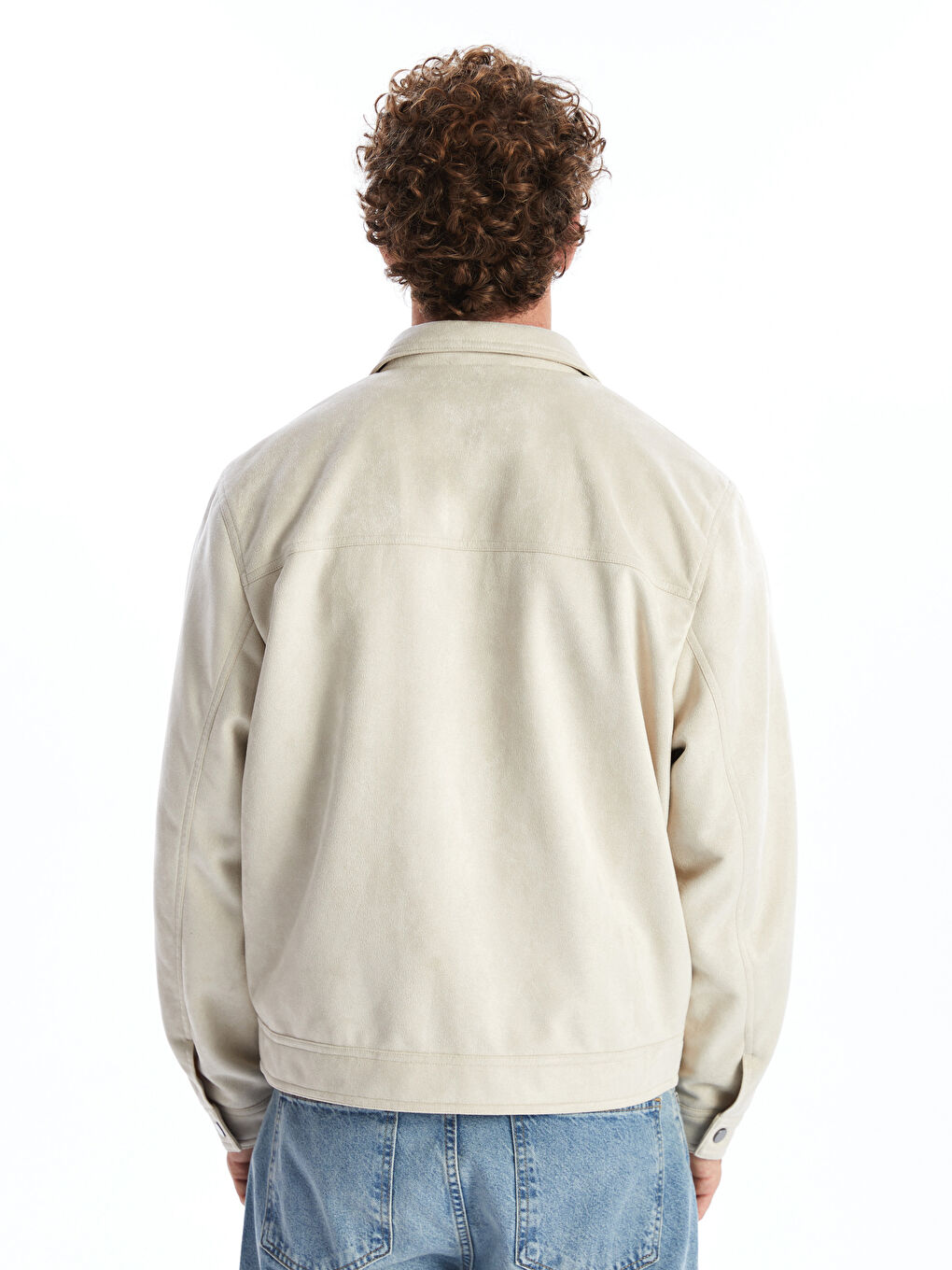 Standard Fit Collared Neck Suede Men's Coat -S50150Z8-G7L