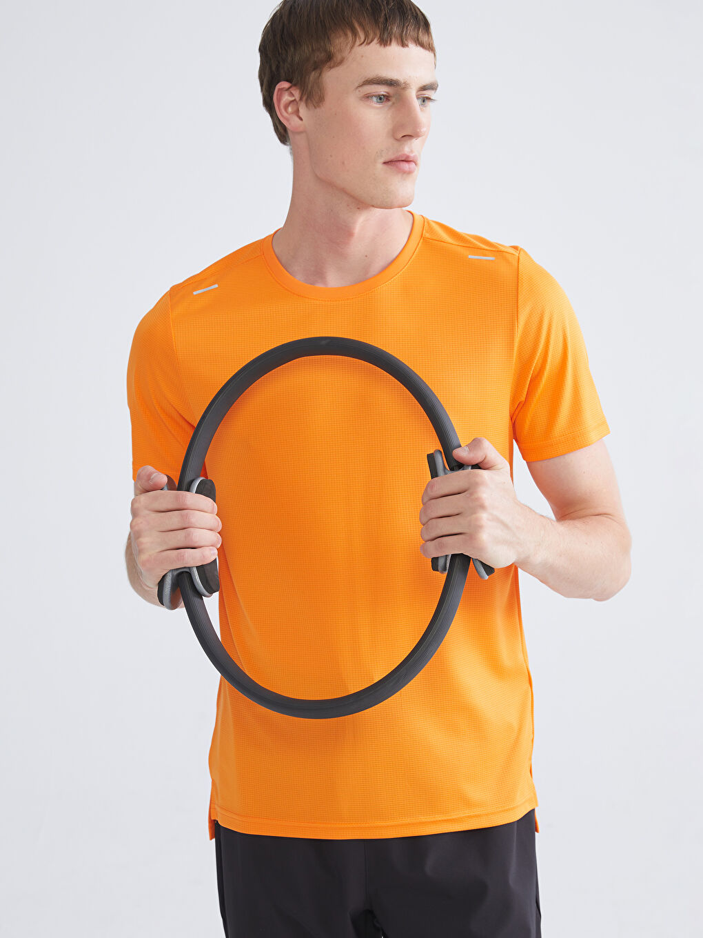 Turuncu Bisiklet Yaka Kısa Kollu Erkek Spor Tişört