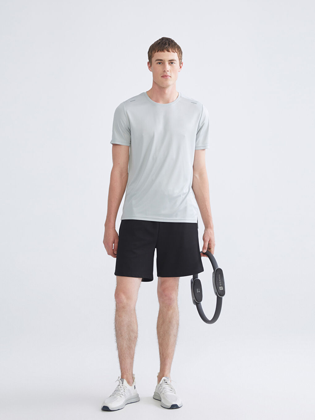 Yeşil Bisiklet Yaka Kısa Kollu Erkek Spor Tişört-1