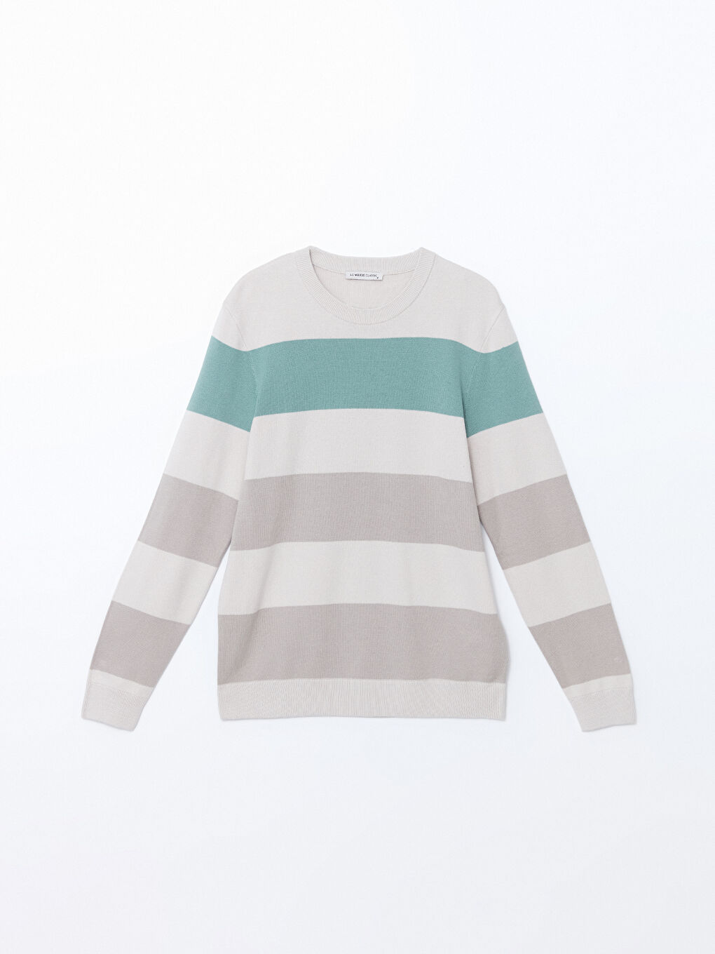 Crew Neck Long Sleeve Men's Tricot Sweater with Color Block -S50170Z8-YPS