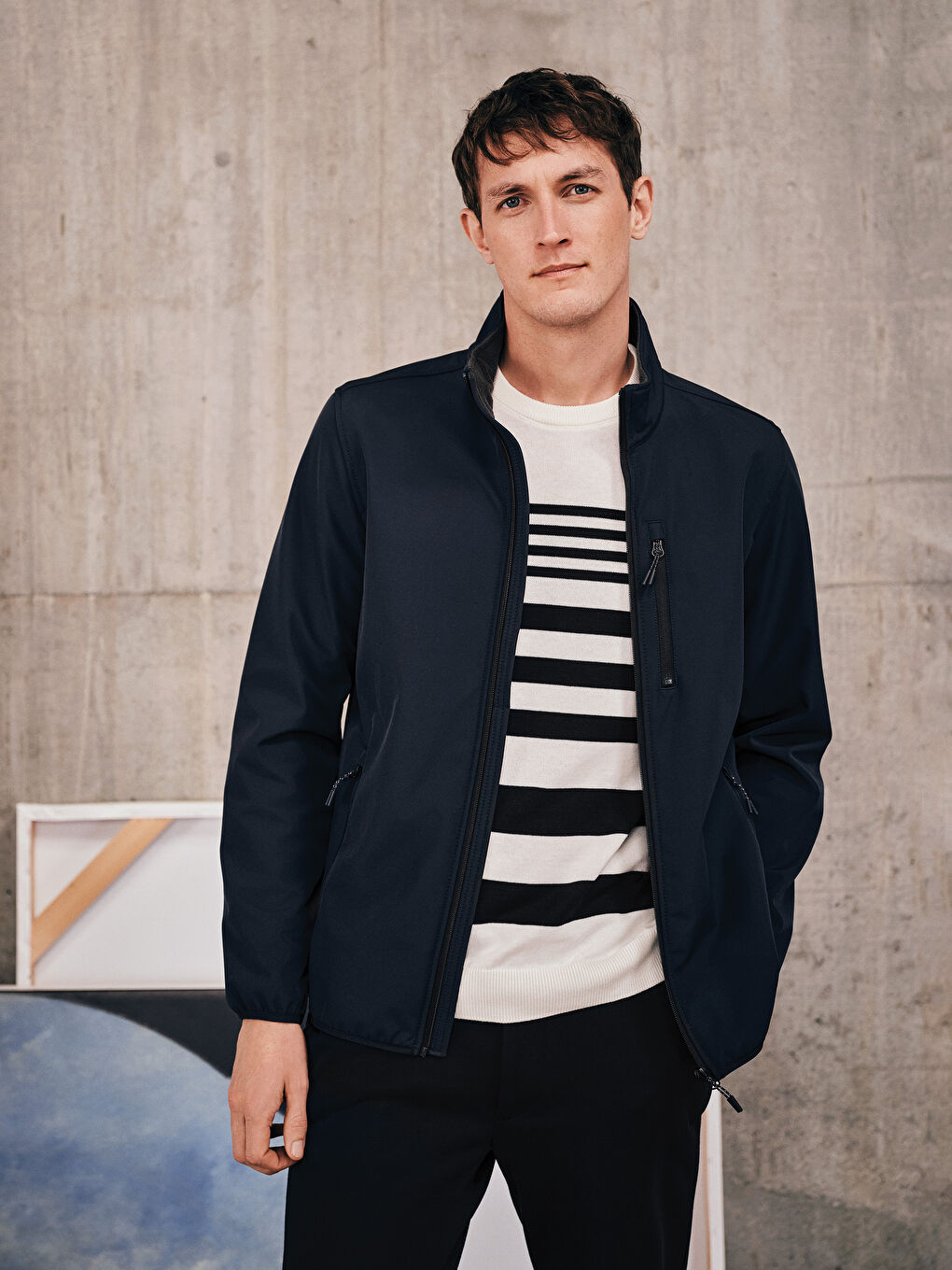 Crew Neck Long Sleeve Striped Men's Knitwear Sweater -S50171Z8-R9J