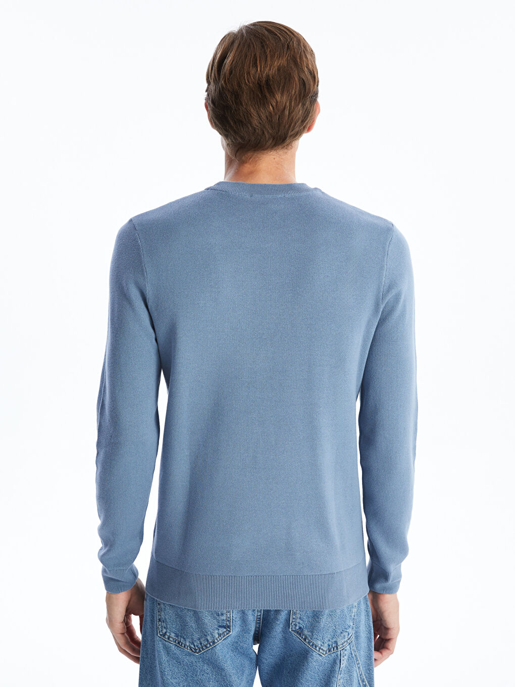 Crew Neck Long Sleeve Men's Tricot Sweater -S50174Z8-YVN