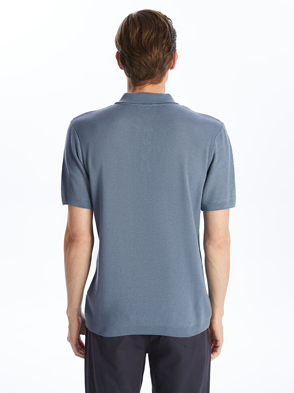 Polo Neck Short Sleeve Men's Knitwear Sweater -S50175Z8-YRE