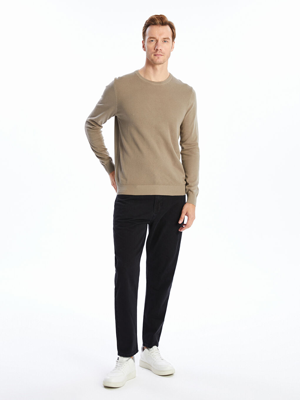 Crew Neck Long Sleeve Men's Tricot Sweater -S50195Z8-GXJ