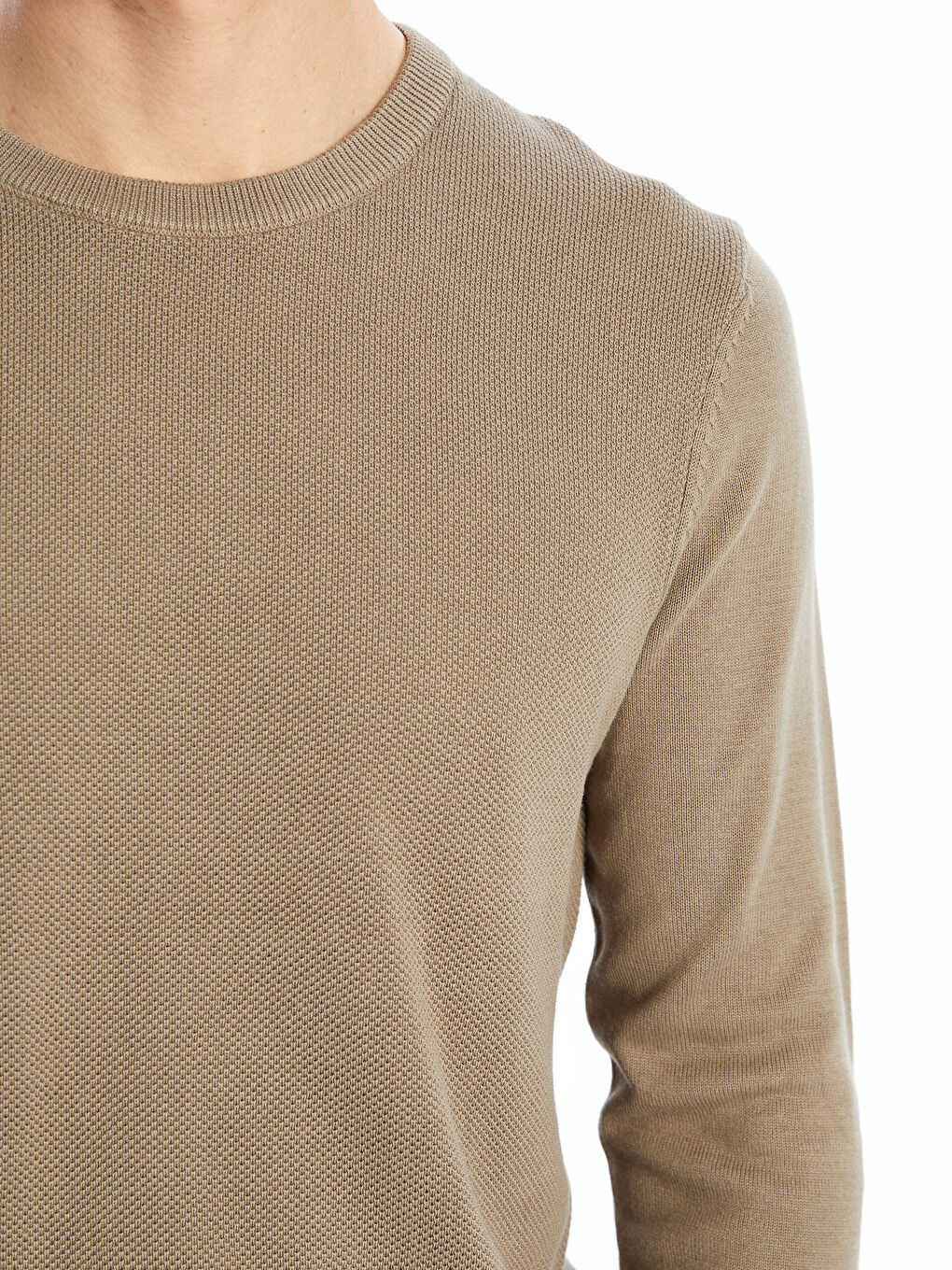 Crew Neck Long Sleeve Men's Tricot Sweater -S50195Z8-GXJ