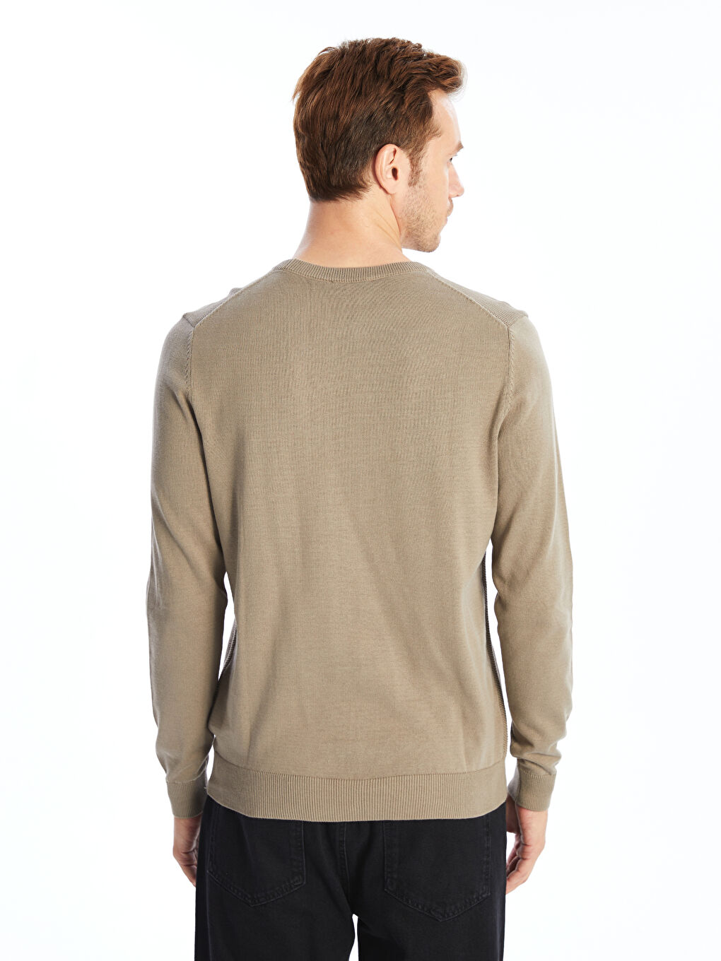 Crew Neck Long Sleeve Men's Tricot Sweater -S50195Z8-GXJ
