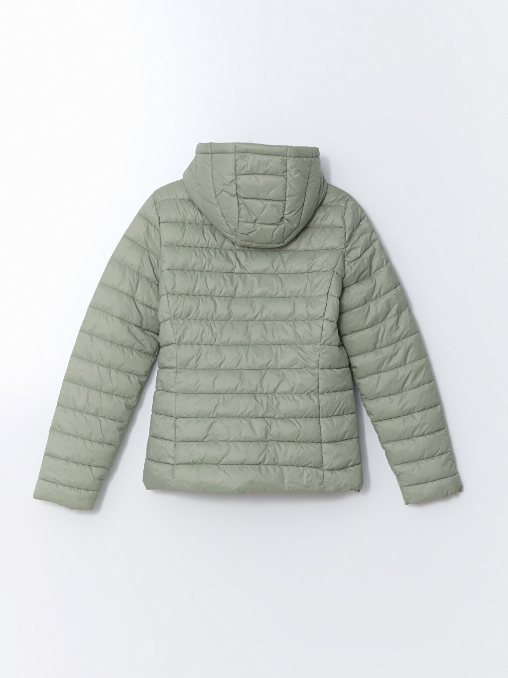 Yeşil Kapüşonlu Kadın Şişme Mont-7