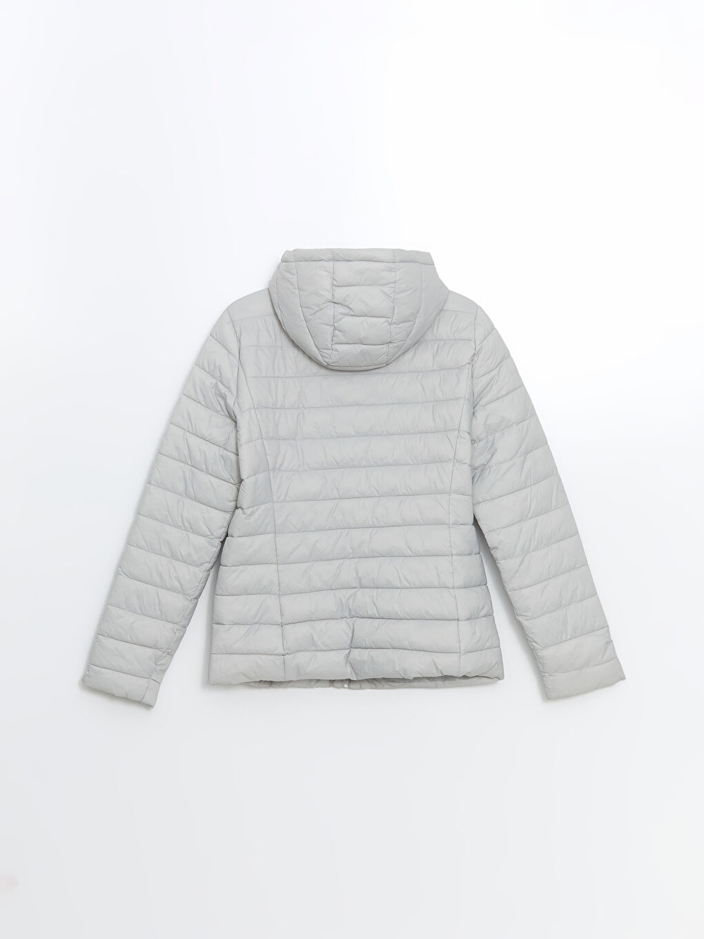 Gri Kapüşonlu Kadın Şişme Mont-6