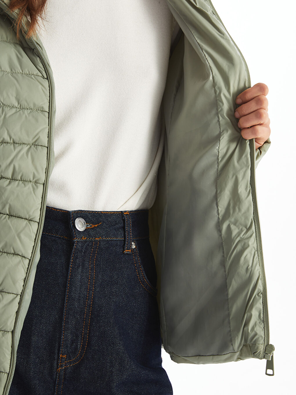 Geacă Matlasată cu Glugă pentru Femei-3