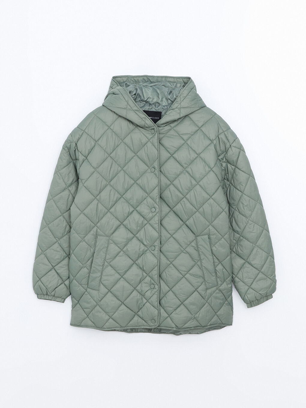 LCWAIKIKI Classic Haki Kapüşonlu Kapitone Oversize Kadın Şişme Mont - 5