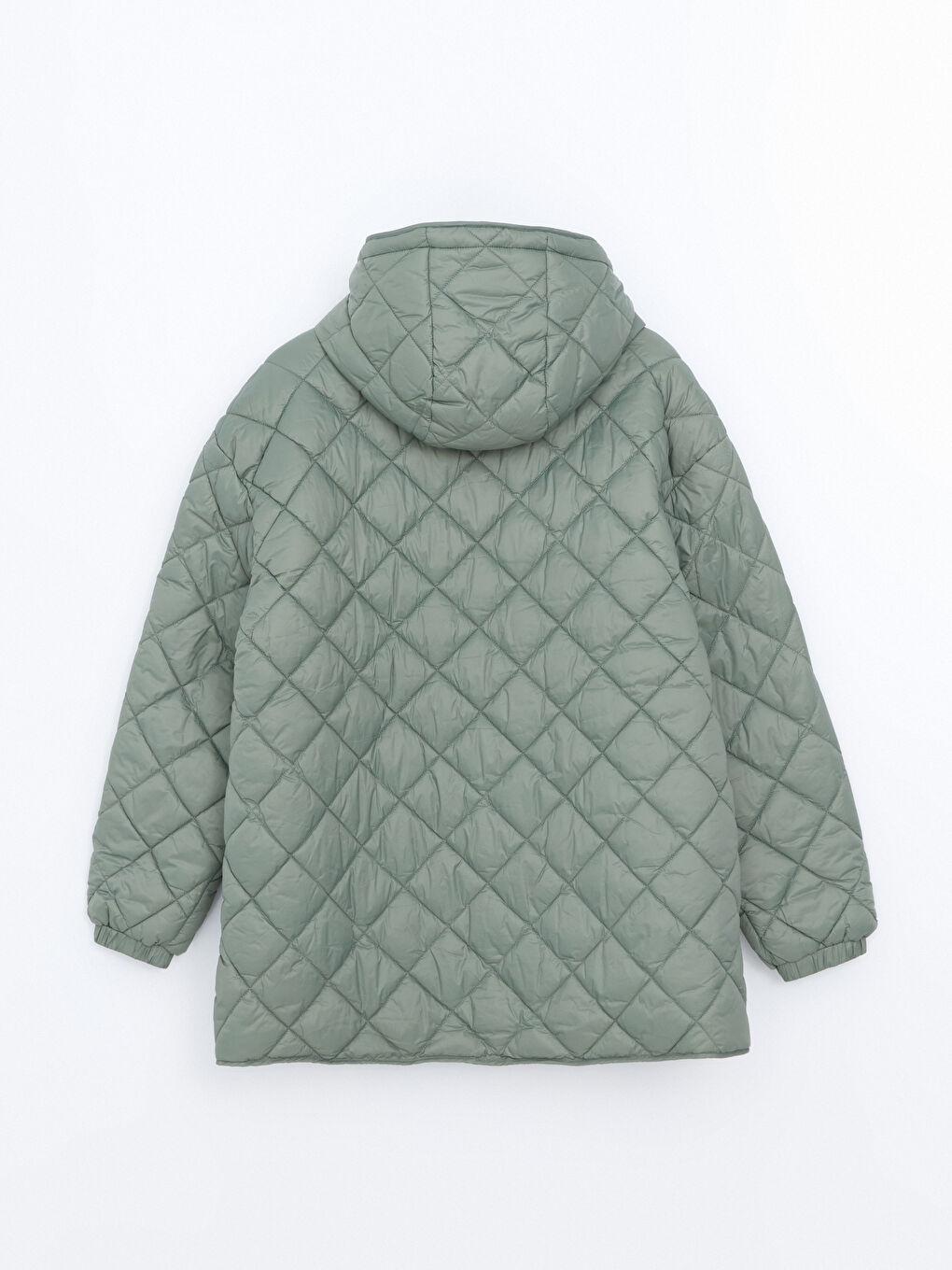 LCWAIKIKI Classic Haki Kapüşonlu Kapitone Oversize Kadın Şişme Mont - 7