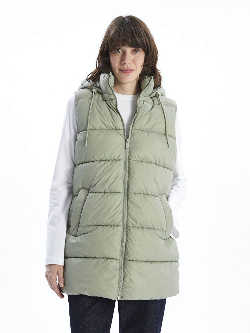Hooded Women's Puffer Gilet -S50217Z8-GGY
