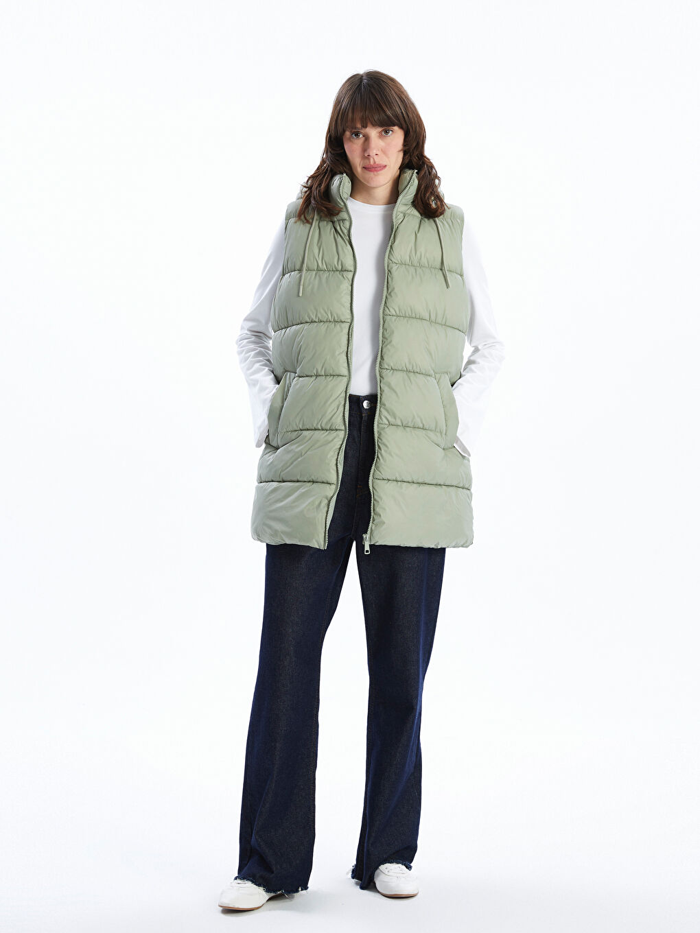 Hooded Women's Puffer Gilet -S50217Z8-GGY