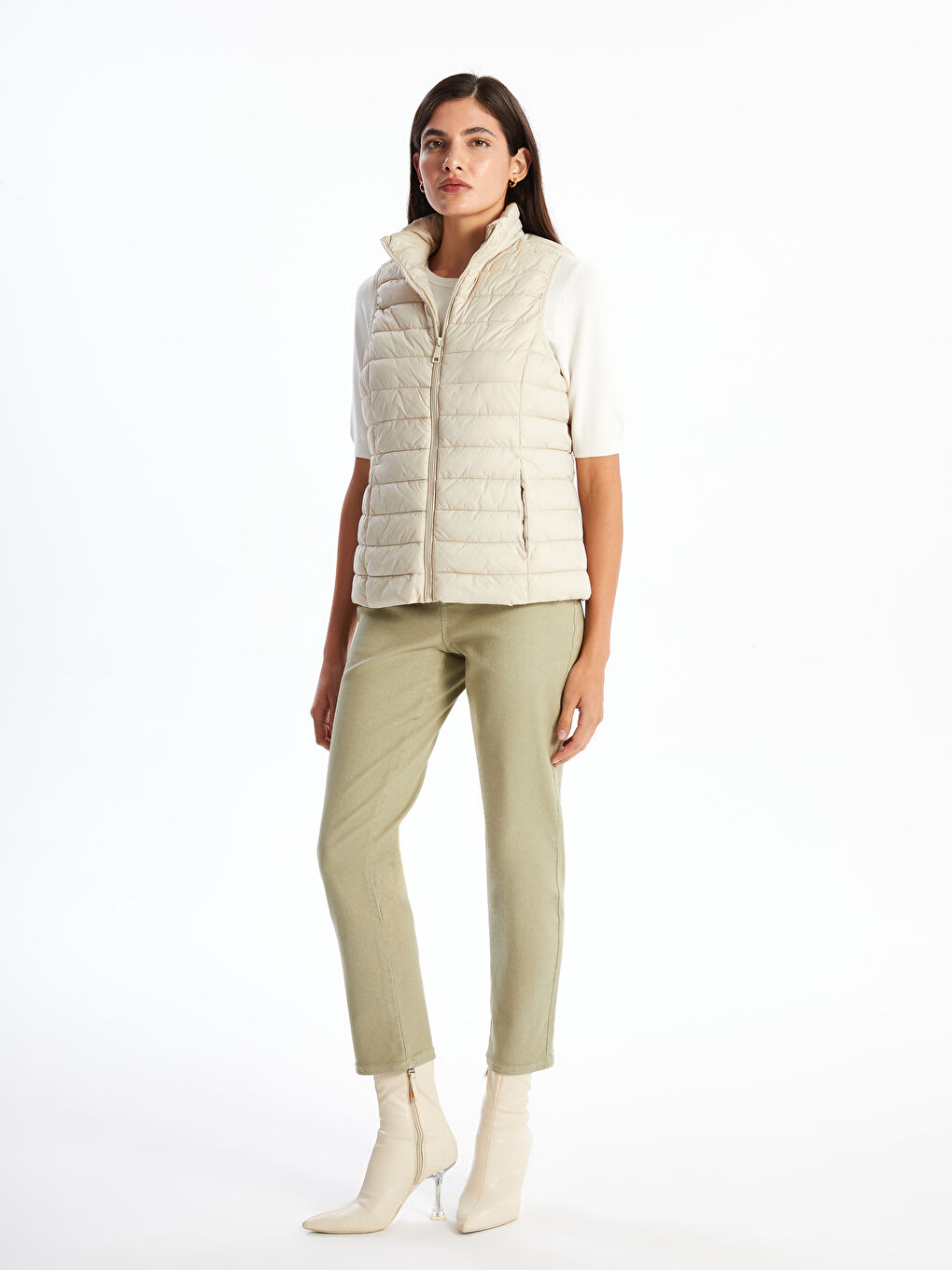 Stand-Up Collar Women'S Puffer Vest -S50230Z8-FWZ