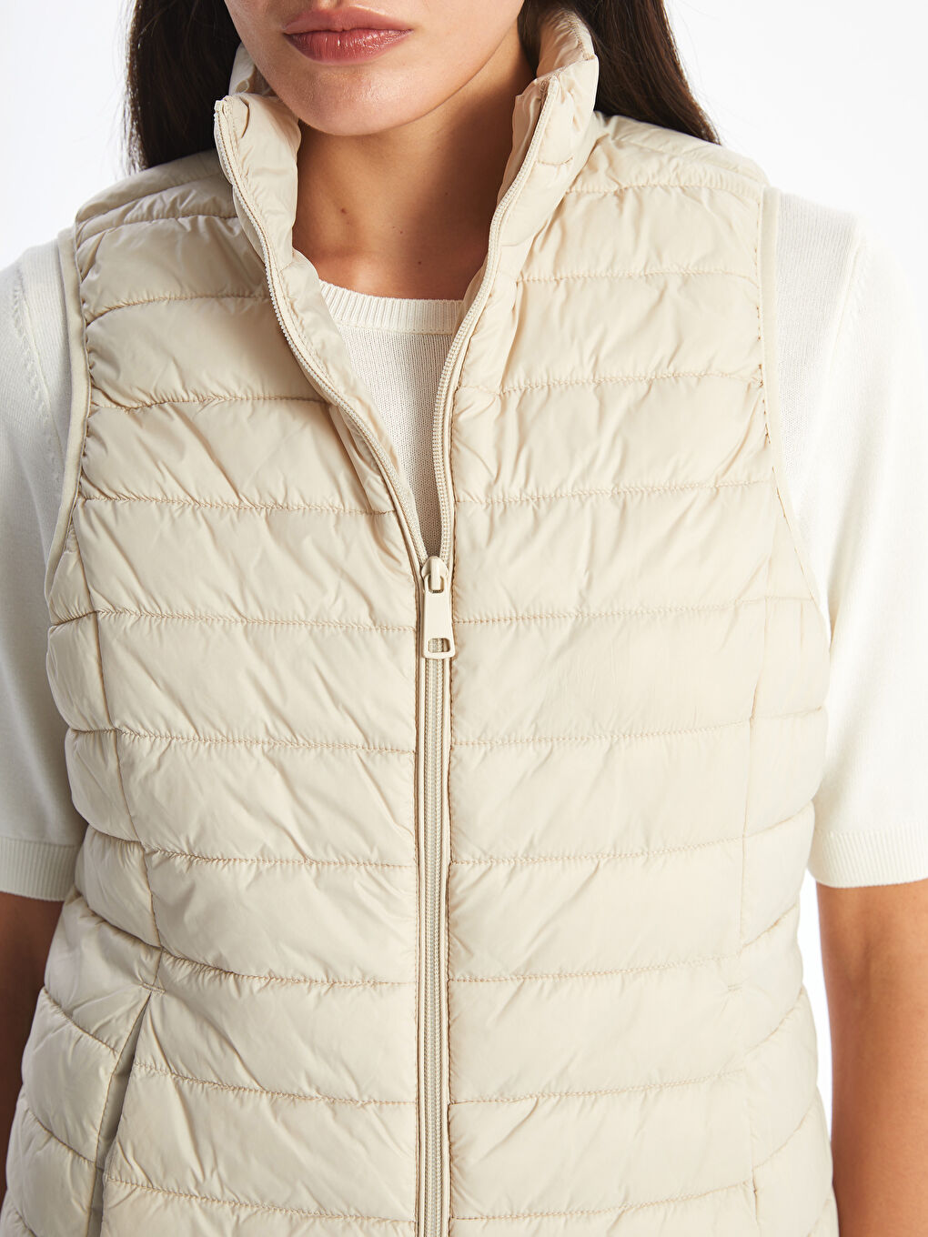 Stand-Up Collar Women'S Puffer Vest -S50230Z8-FWZ