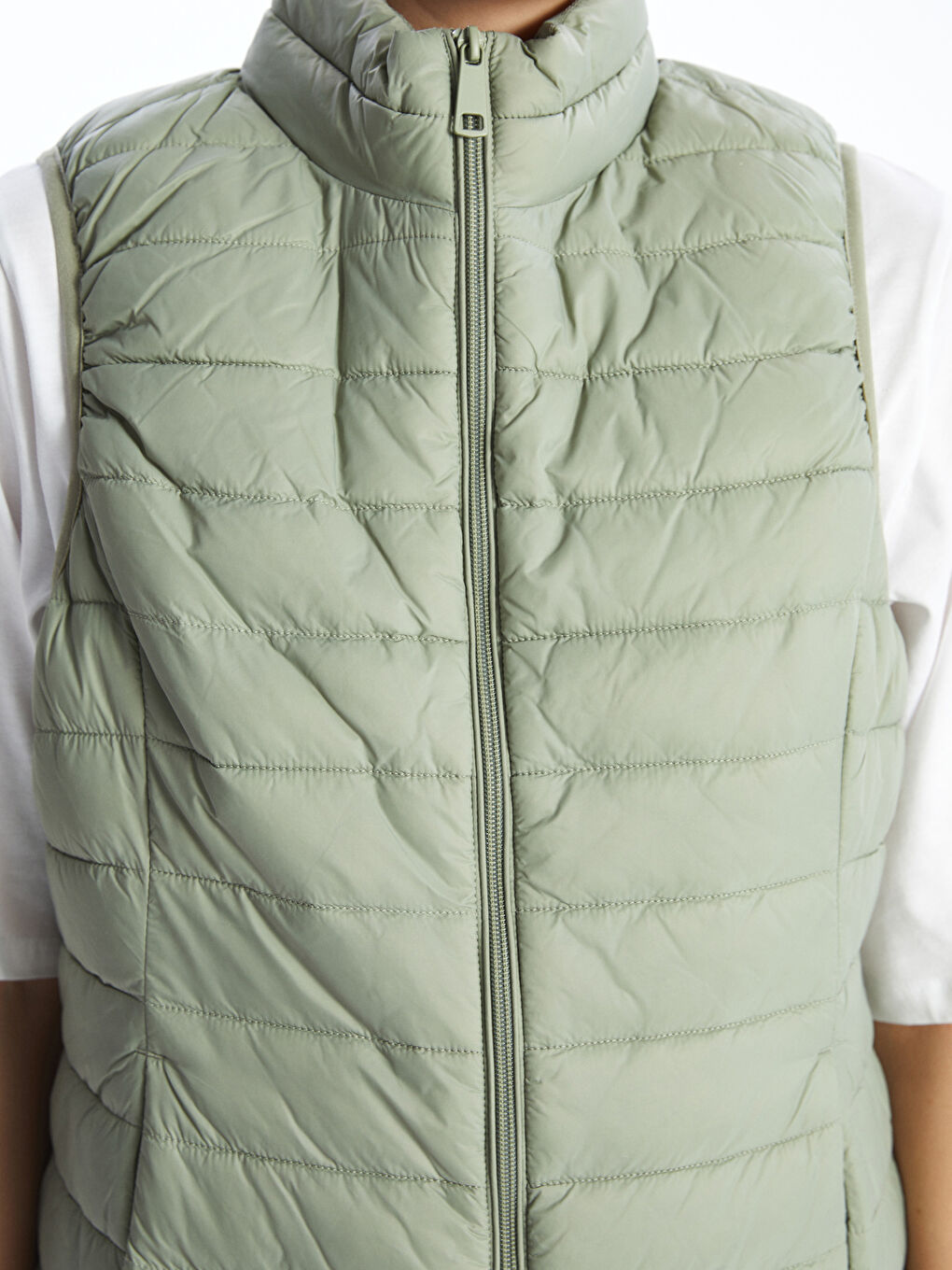 Stand-Up Collar Women'S Puffer Vest -S50230Z8-GGY