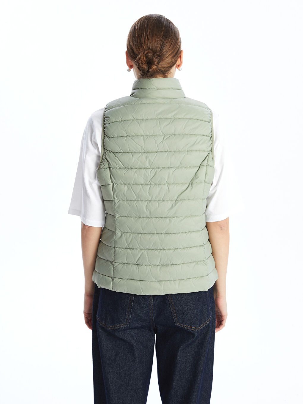 Stand-Up Collar Women'S Puffer Vest -S50230Z8-GGY