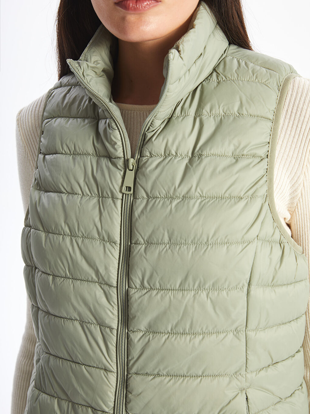 Funnel Neck Women's Puffer Gilet -S50231Z8-GGY