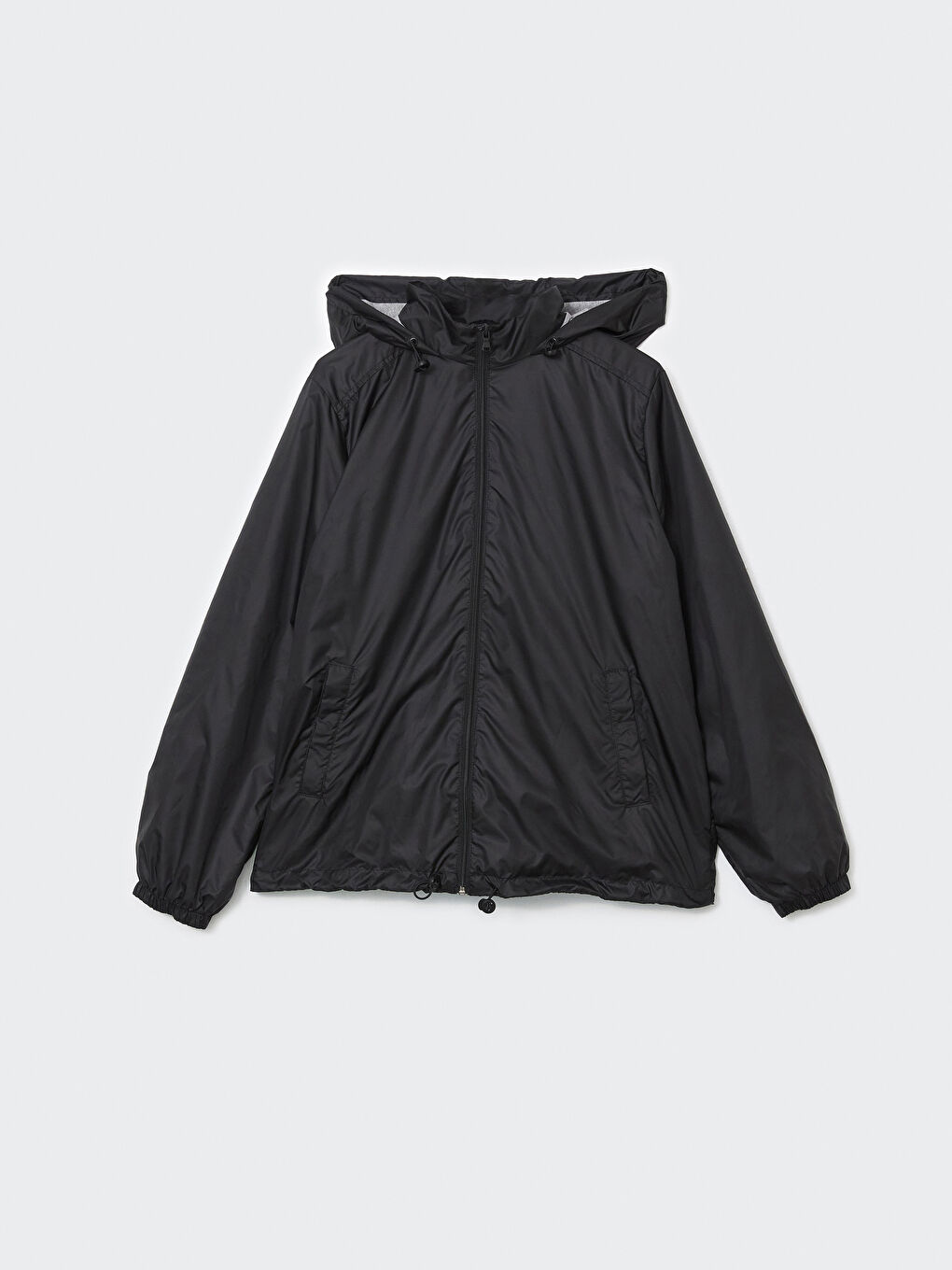Siyah Kapüşonlu Kadın Yağmurluk-5